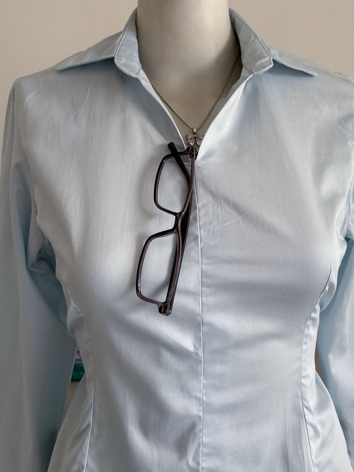 Powder Blue Corset Fitted Shirt