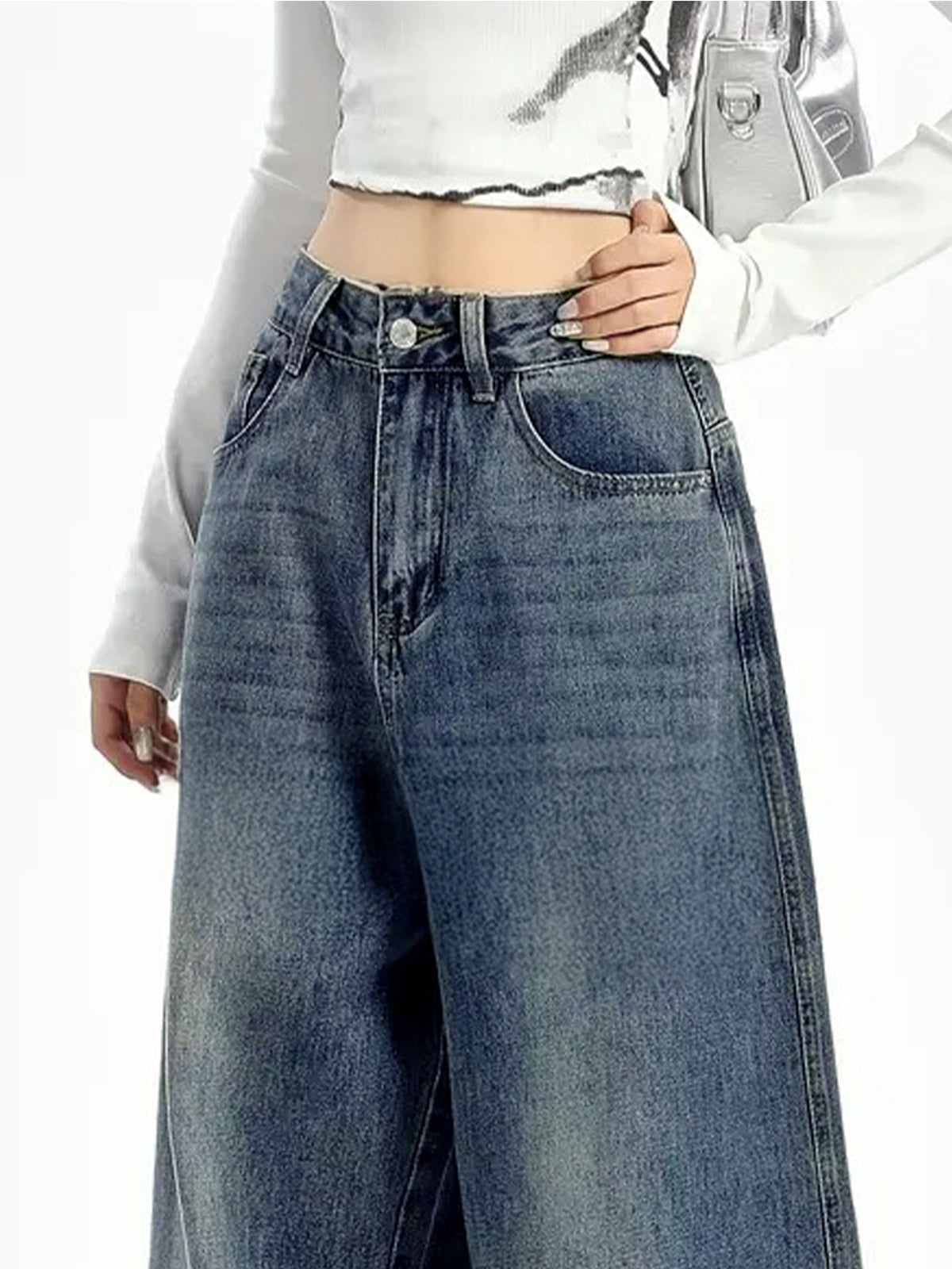 Coastal Blue Washed Ultra Wide Leg Jeans