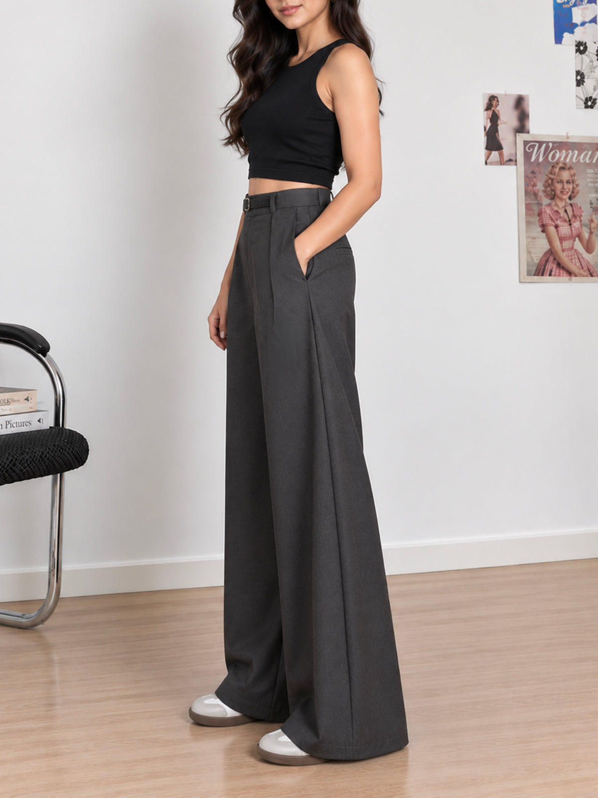 Mocha Brown Belted Korean Pant