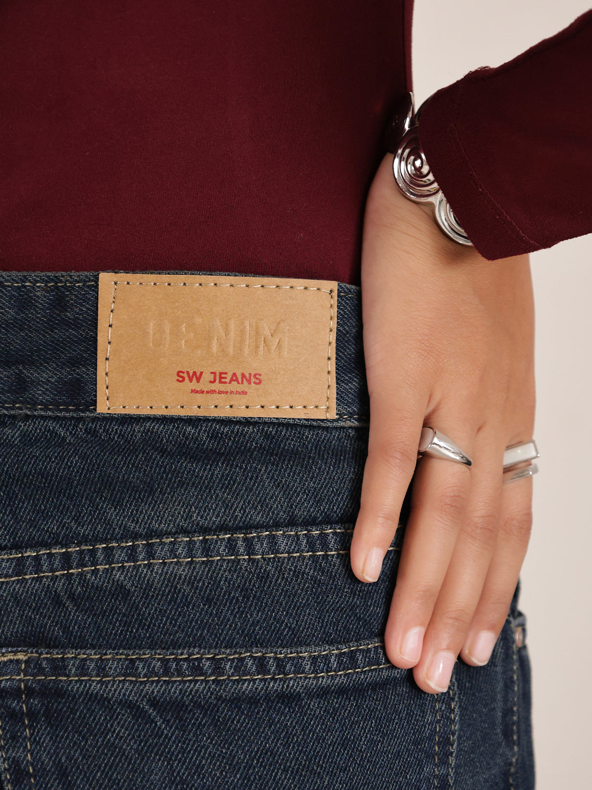 Deep Night Blue Whisker Super Wide Leg Jeans