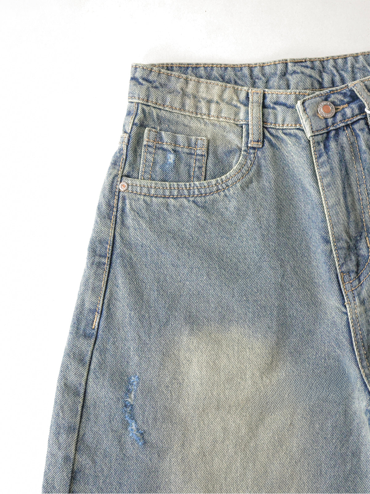 Smoke Blue Washed Wide Leg Jeans